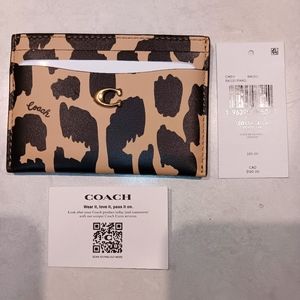 Coach leopard print leather card holder